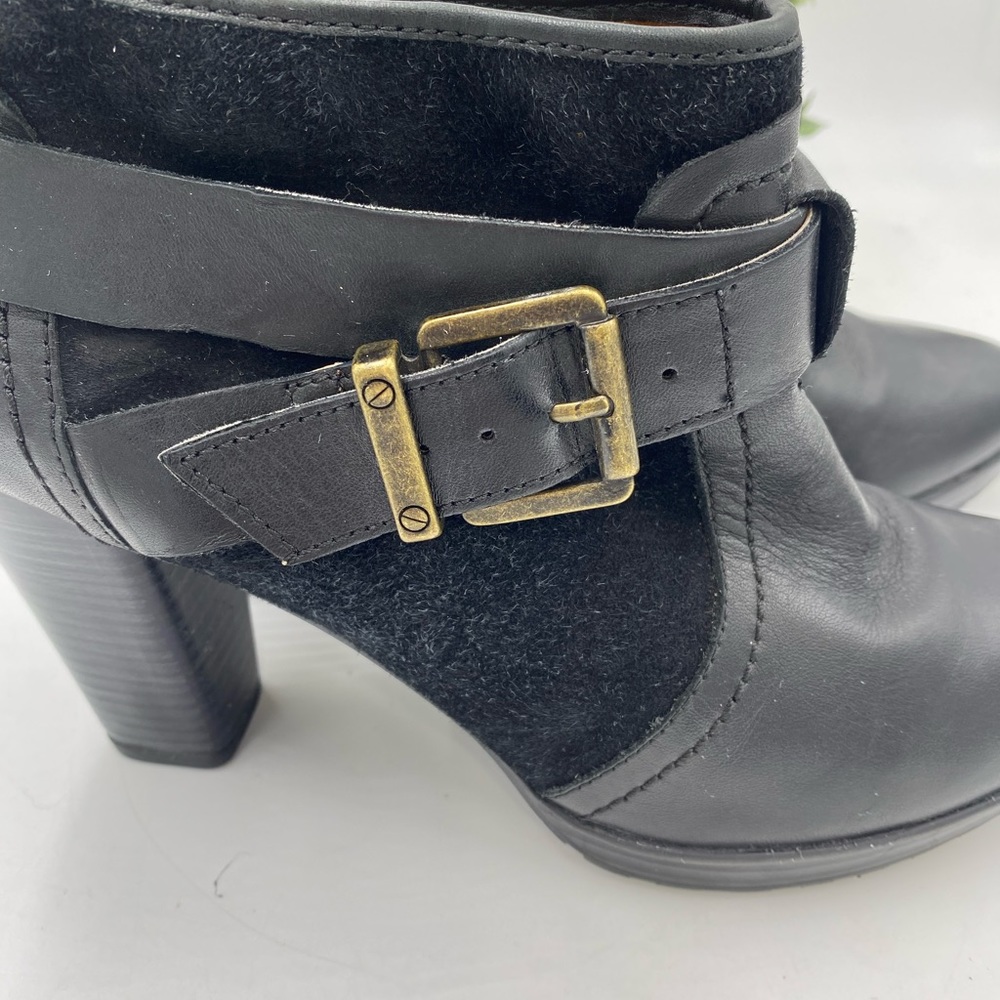 Womens Clarks Lida Dallas Block Heel Ankle Boots, Black Leather/suede Sz 9M - Picture 2 of 14